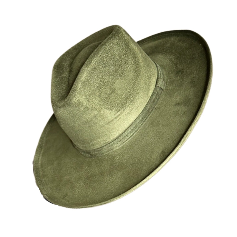 Rolled Brim Vegan Suede Rancher