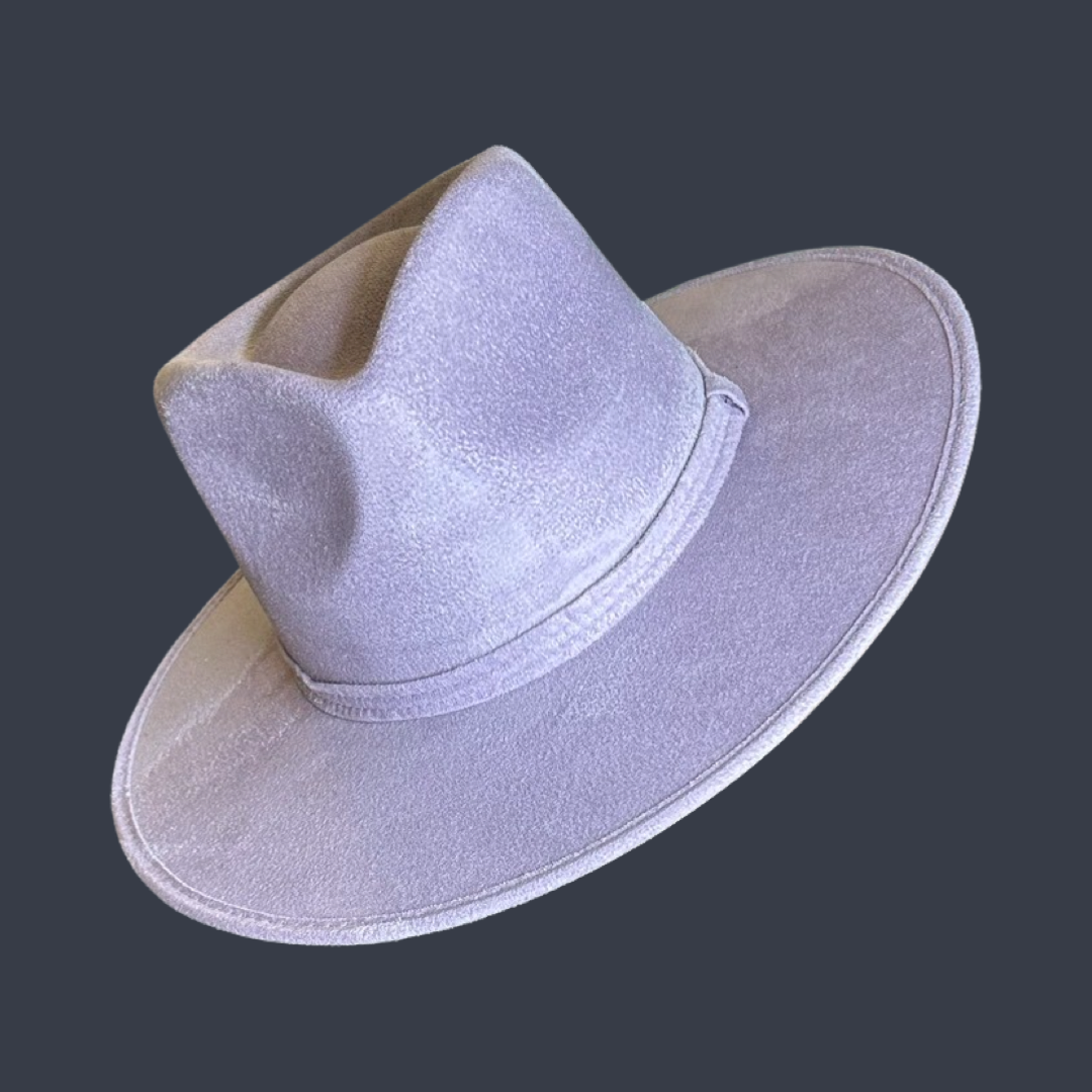 Tear Drop Vegan Suede Rancher Flat Brim