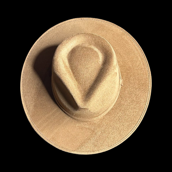 Tear Drop Vegan Suede Rancher Flat Brim