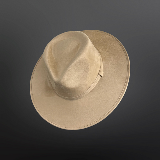 Tear Drop Vegan Suede Rancher Flat Brim - W