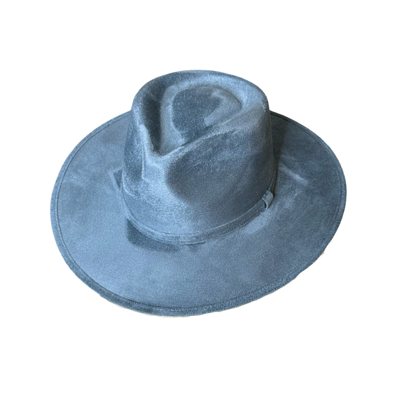 Tear Drop Vegan Suede Rancher Flat Brim