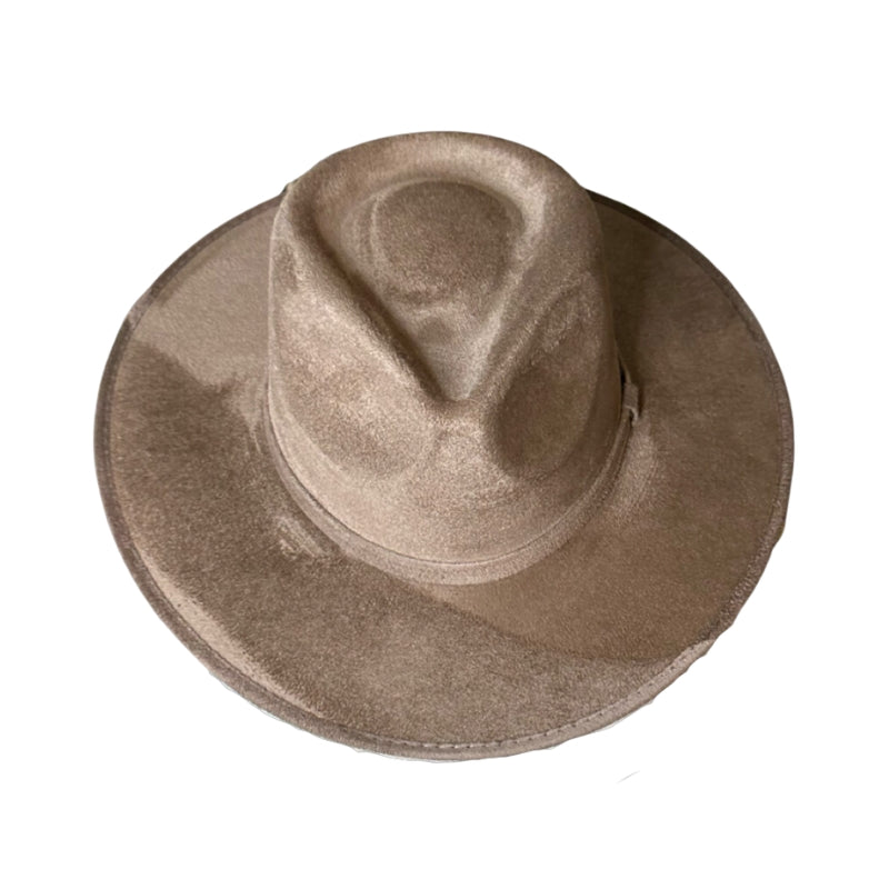 Tear Drop Vegan Suede Rancher Flat Brim