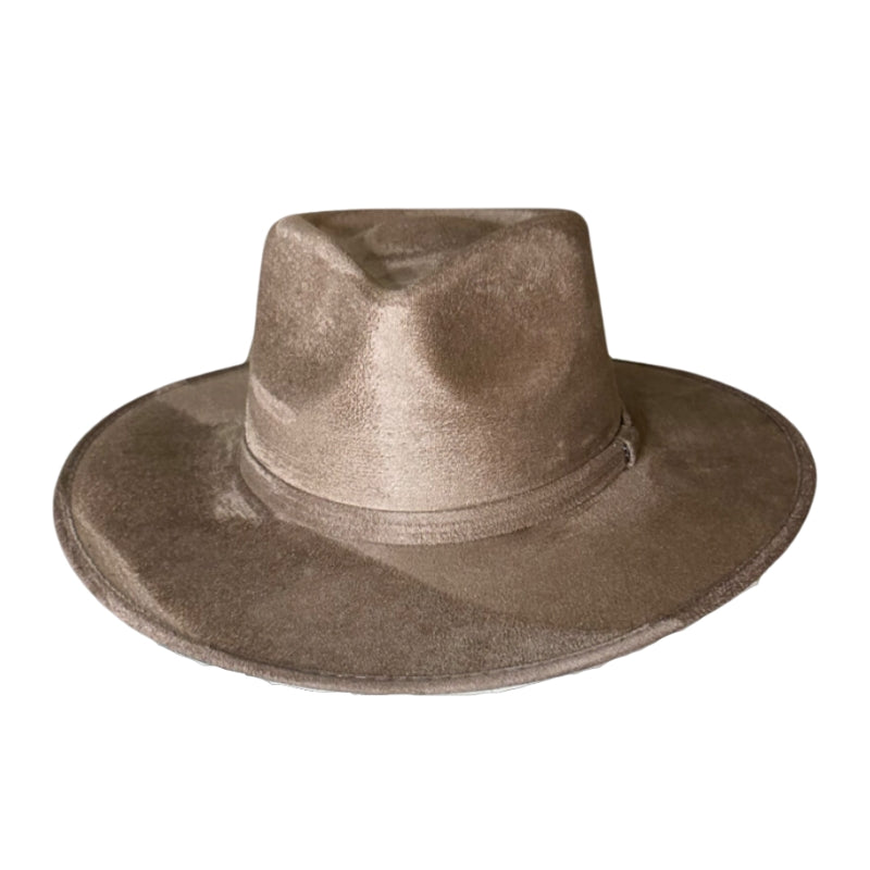 Tear Drop Vegan Suede Rancher Flat Brim