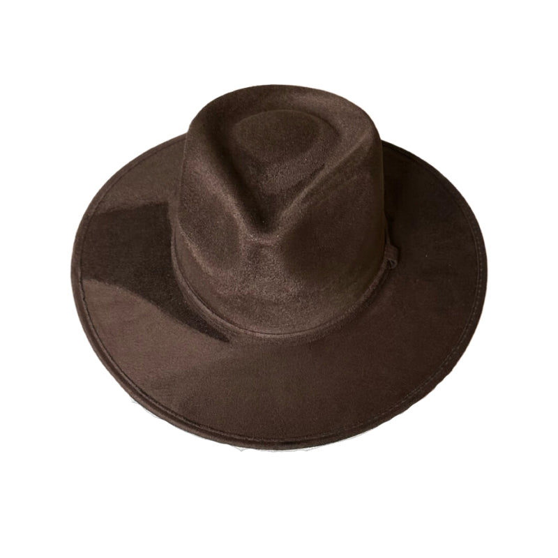 Tear Drop Vegan Suede Rancher Flat Brim