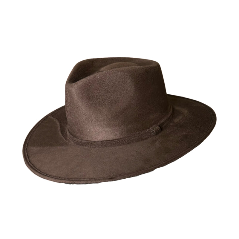Tear Drop Vegan Suede Rancher Flat Brim