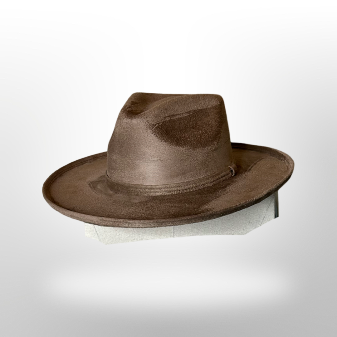 Rolled Brim Vegan Suede Rancher