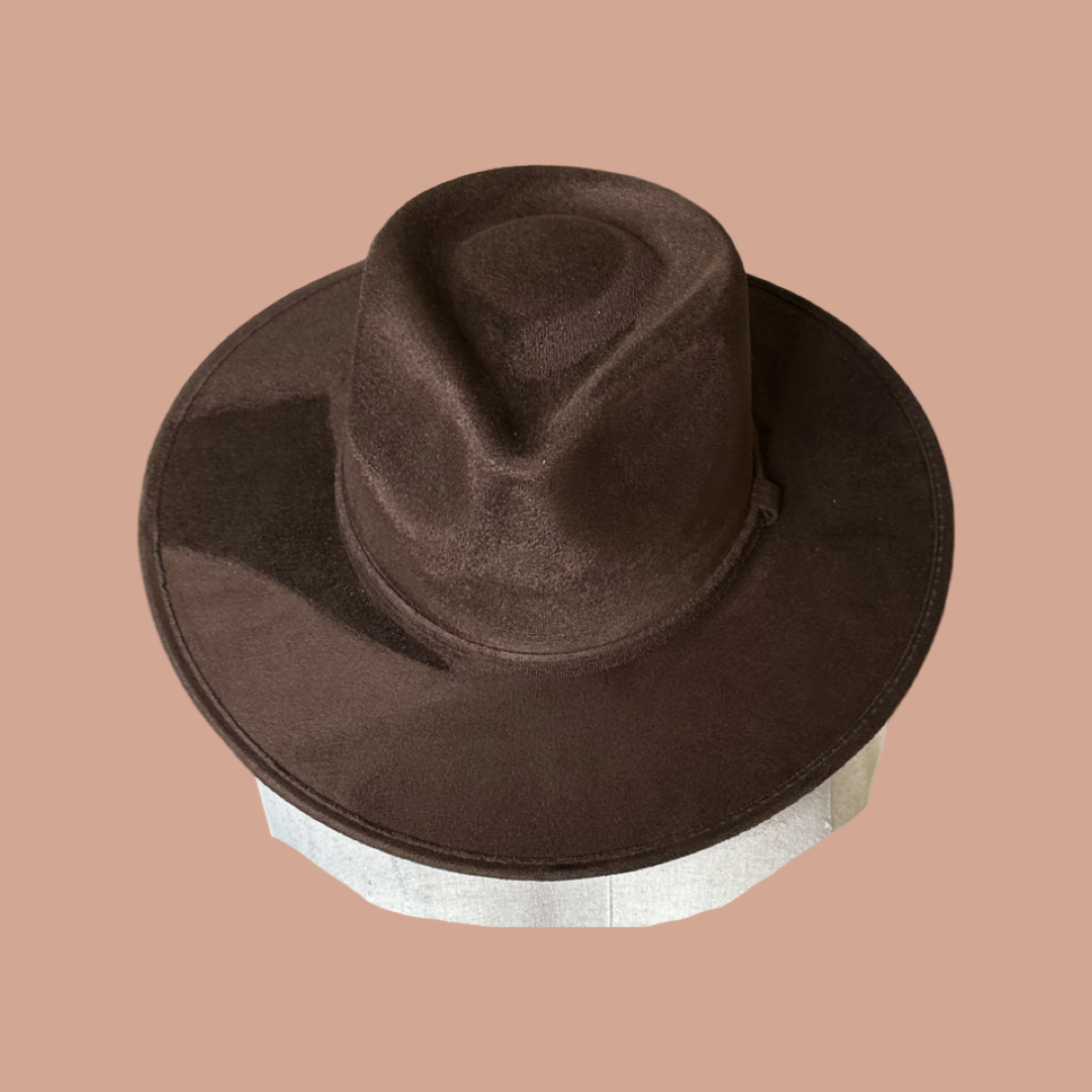 Tear Drop Vegan Suede Rancher Flat Brim