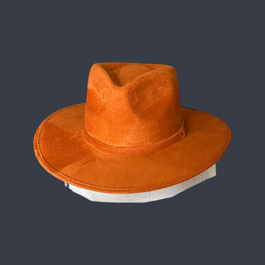 Tear Drop Vegan Suede Rancher Flat Brim