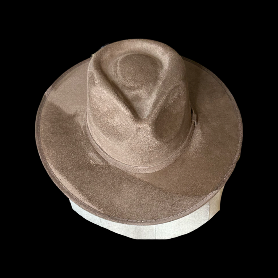 Tear Drop Vegan Suede Rancher Flat Brim