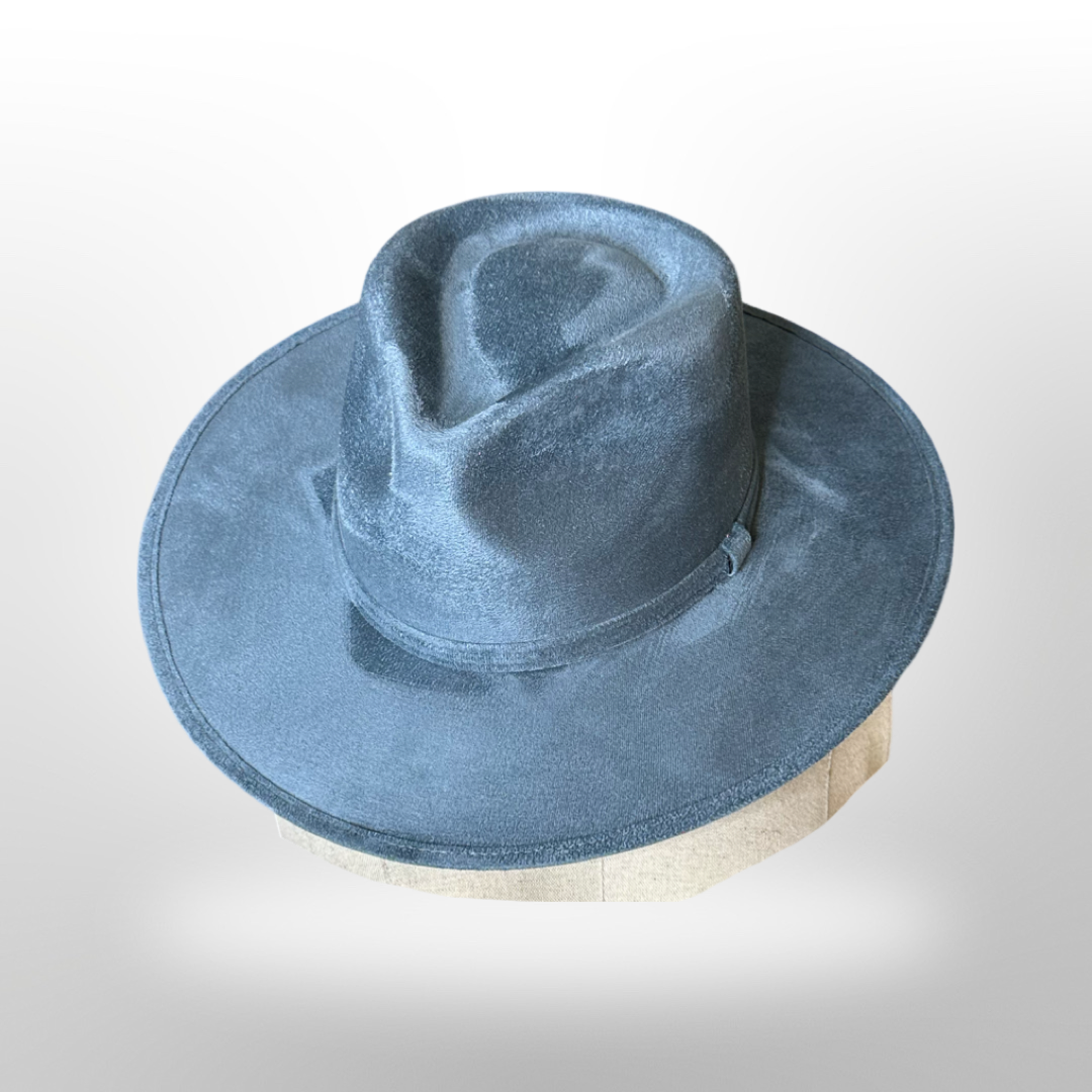 Tear Drop Vegan Suede Rancher Flat Brim