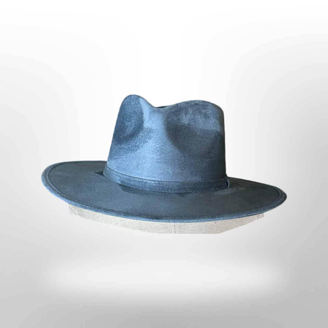 Tear Drop Vegan Suede Rancher Flat Brim